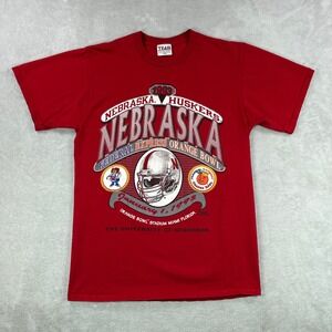 Vintage Nebraska Huskers Federal Express Orange Bowl Shirt Mens Large Red NCAA